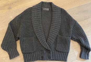 Charcoal Shawl Collar  Sweater Size