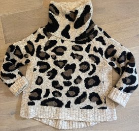 Cowl Neck Leopard Print Sweater By RD Style Size M