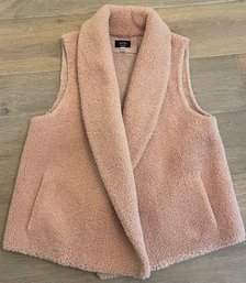 Pink Fleece Shawl Collar Vest Jacket Size S/m