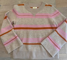 Maeve Anthropologie Grey Pink And Red Striped Sweater