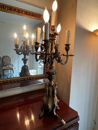 HEAVY Bronze Candelabra Lamp
