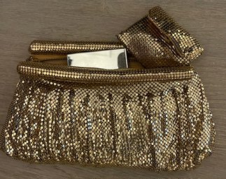 Whiting And Davis Gold Mesh Clutch With Mirror And Small Change Purse