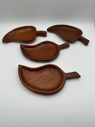 Set Of 4 Leaf Shaped Snack Bowls