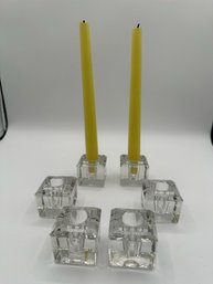 A Group Of 6 Glass Candle Holders