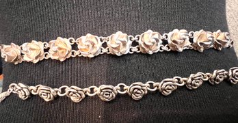 A Pair Of Silver 925 Rose Bracelets