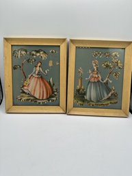 A Pair Of Framed Vintage Ladies Prints 8 X 10'