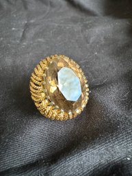 Exceptional 14K Smokey Topaz SIGNED Karbra Mid Century Cocktail Ring