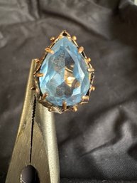 Fabulous Mid Century Aquamarine Pear Shape Ring 18k