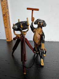 Franz Bermann Austrian Cold Painted Bronze Dachshund Hold Camera Light