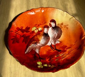 A Signed, Hand Painted Pheasants Plate L.R.L. Limoges, France