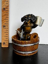 Vienna Bronze Dachshund In Barrel Bathing