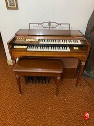 WURLITZER Organ Double Percussion And Echo, Includes Piano Bench And Music