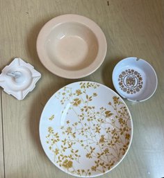 A Group Of Porcelain Bowls And Ashtray From Intercontinental Hotel In Geneva And Rooster From Czech