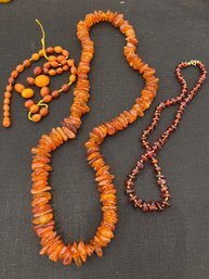 3 Amber Necklaces, One Needs To Be Restrung