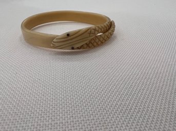 Fabulous Ivory Bakelite Wrap Snake Bracelet