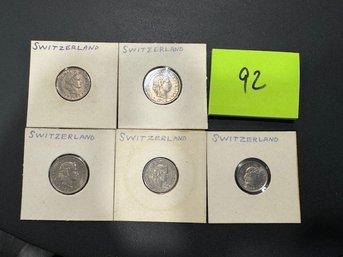 5 Coins Rappens  Switzerland 1925, 1944, 1958, 1962,1984,