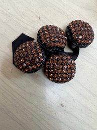 5 MCM Buttons Black With Crystals