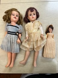 3 Vintage Dolls Including Ideal Shirley Temple 1950's,