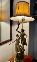 An Antique Art Nouveau Table Lamp By L & F Moreau, Early 20th Century