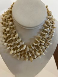 Vintage White Polished Multi Layered Necklace