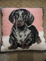 Exceptional Dachshund Pilow Handcrafted Needlework, Approx 8 X 8'