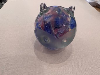 Kerry Glass Hand Blown Feline Multi Colored  Approx 3' Diameter. Made In Ireland