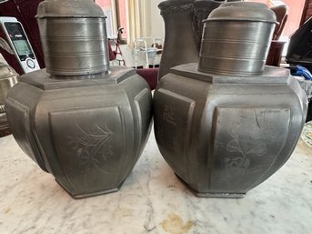 A Pair Of Antique Pewter Tea Caddies  Made In China