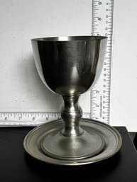 Pewter Woodbury Goblet And Preisner Plate