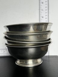 A Set Of 4 Pewter Dessert Bowls By Woodbury Pewterers