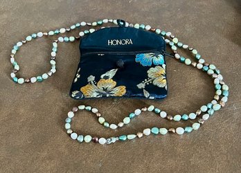 Exceptional Multi Colored Dyed Honora Pearl Necklace 20'