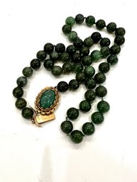 Incredible Color! 14Kt Gold Jade Beaded Necklace