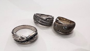 3 Stunning Silver Rings With Assorted Semi Precious Stones