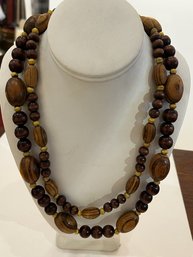 Retro Wooden Beaded Necklace With 925 Clasp