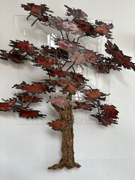 Coppered Metal Tree Wall Sculpture