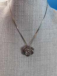 Sterling Silver Rose Necklace On Chain
