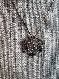 Exquisite Open Marcasite Rose Necklace