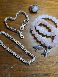 Rose Quartz Ring In Sterling 925 Breast Cancer Awarness Bracelets Avon