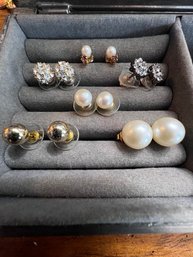 An Assortment Of Pearl And Swarovski Earrings 6 Pairs