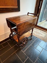 Solid Wood Vintage Bar Cart With Shelf/removable Serving Tray