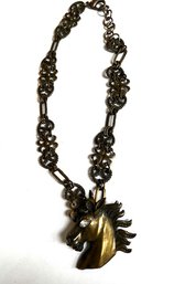 Large Pendent Horse Head With Crystal Eye Brass