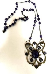 Large Gothic Purple Stone Pendent Necklace