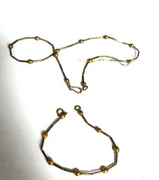 Silver And Gold Tone Bracelet And Necklace As Is