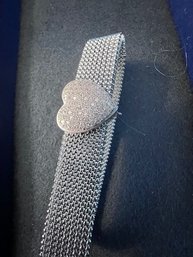 Mesh Silver Bracelet With Heart 925