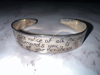 Silver Cuff With Saying Bracelet