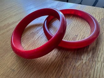 Pair Of Deep Red Bangle Bracelets