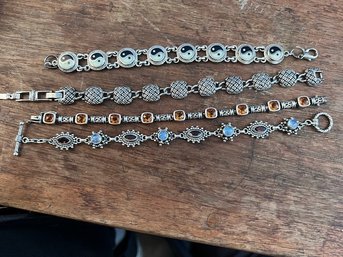 A Group Of 2 925 (stones) Bracelets And 2 Silver Tone See All Photos