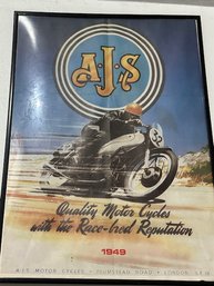 AJS Quality Motorcycles With The Race Bred Reputation 1949  Vinatge Poster