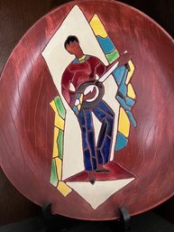 Retro Hand Painted Musician On Eood Plate