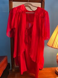 2 Piece Red Poly Sleepwear Size XL