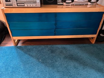 Exceptional Scandinavian Double Dresser Natural And Teal Stained